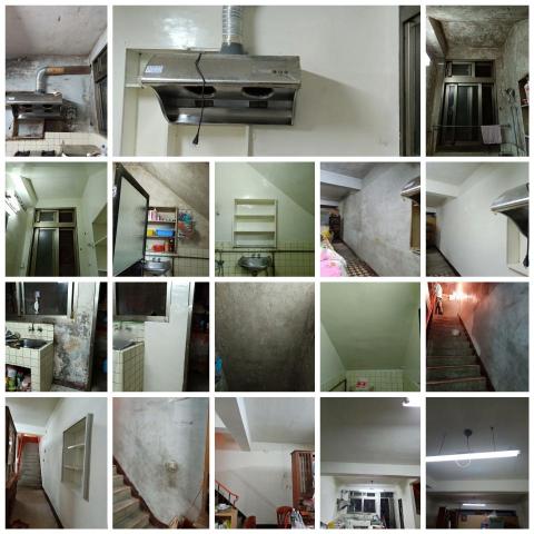 (豪)創奇油漆工程 - 竹東鎮長春路三.四十年的房子，因為是處於地下室的廚房，油煙和壁癌可想而知。