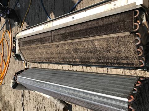 承嘉空調 - 冷氣鰭片清洗前、後
當冷氣鰭片堵塞時會造成冷氣出風不良以及冷房
效率不好