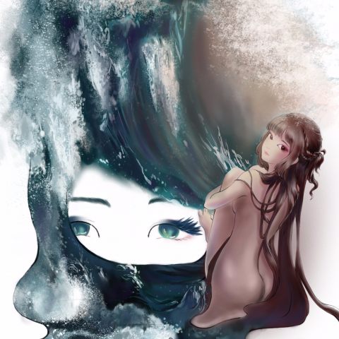 蕭甄瑀 - 這是我第一次練習畫海浪的作品