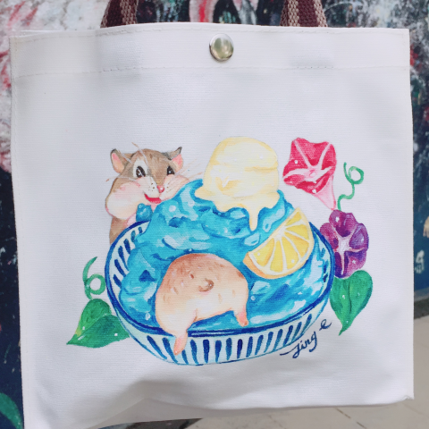 餵金魚工作室 - 手繪提袋(壓克力)