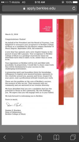 吳姜冠 - Student got admission Berklee college of music