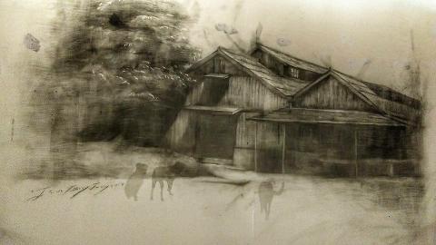 劉宗榮 X 六弄拾號 - 時光的消逝  大型炭筆壁畫  2015-16