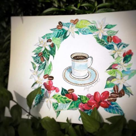 愛麗莎 愛話畫 - 咖啡花圈插畫 @嘉義 玖咖啡 愛麗莎 愛話畫 - 咖啡花圈插畫 @嘉義 玖咖啡