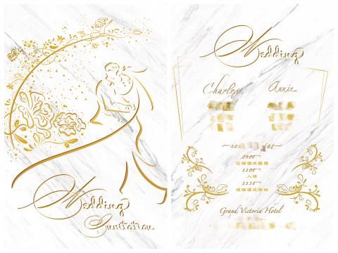 Edie.H - 客製化喜帖：
客人要求以簡單的線條做出高雅質感的喜帖