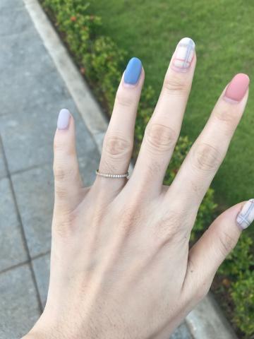 Jessica nail　西卡美甲日記 - 霧面輕透格紋設計