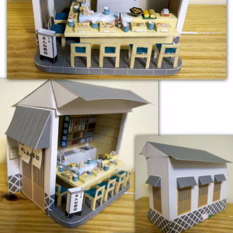 紙模型代工 - 紙材:300磅西卡紙，canon連續噴墨輸出。
紙模型設計:paper museum(很棒的網站)