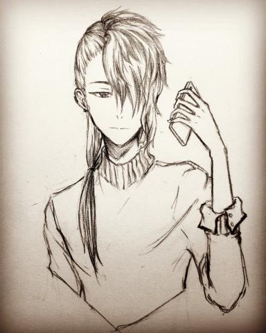 姚茹文 - 手稿 黑白人物插畫