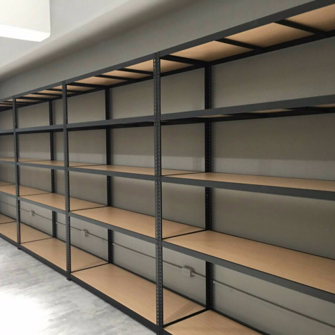 安寶角鋼有限公司 - 黑色角鋼架搭配橡木貼皮層板