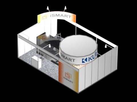 白浪部落PRTS - 攤位設計(標準攤位X2)
設計理念：
概念發向方向想以明亮又輕巧的樣式呈現，
以iSMART這個LOGO的色調銘黃色以及橙色作為主調，
加上點的漸變，讓整體有律動感，
簡單又不失大方，
專業又有年輕感。