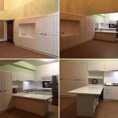 真我空間裝修設計 - 鄉村風系統櫃裝修-客廳聯結廚房及餐桌