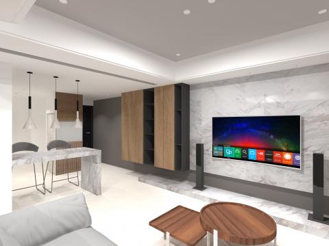 鴻明室內設計 - 客廳3D圖繪製