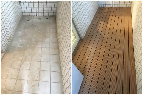 久毅實業 - 戶外陽台
原本為舊有地磚

使用塑木-鋁合金底 