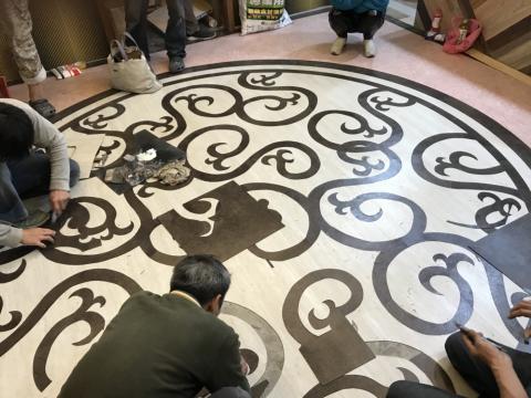 小陳塑膠地板 - 圓形刻花