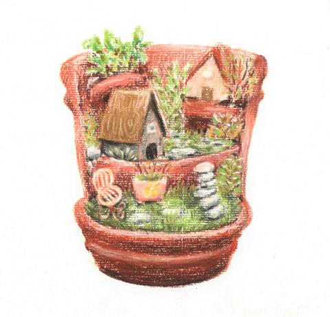 城惠琪 - 盆景手繪插圖