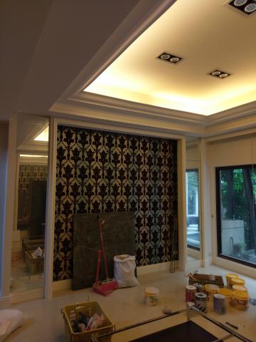 達中エ程有限公司 - 客廳天花板及牆面施作