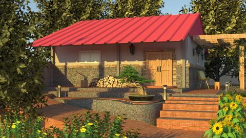 Fran  Interior Design - 林間平房-磚瓦步道搭配抿石子材質