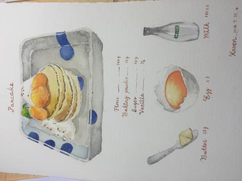 Karen - 自畫鬆餅水彩畫