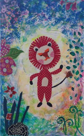 剪刀畫筆布 - 壓克力繪畫與布的拼貼創作