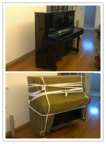 易成精緻搬家 - 鋼琴會先套上專用包護套再包上工業用膠膜 易成精緻搬家 - 鋼琴會先套上專用包護套再包上工業用膠膜