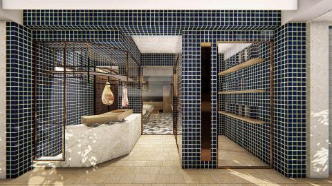 創研俬.集設計 - 
我們對港式燒臘店的第一印象,必定是廚師在灶間手起刀落,在他面前有一整排吊起來的燒鵝、燒鴨和油雞.在整體設計上,設計師這樣的印象結合港式風情與地域特色,門面部分保留了可讓行人與消費者直接看肉品與廚師正製作餐點,材質上運用了高光素材,鍍鈦鐵件與玻璃,而光線室外室內直接透射,簡潔明亮,不儘體現了港式餐廳文化,能起行人的關注與用餐者食慾,如慢火烤光皮乳豬,皮下層層香味濃郁的脂肪,食客聞香而來,從視覺到味 創研俬.集設計 - 
我們對港式燒臘店的第一印象,必定是廚師在灶間手起刀落,在他面前有一整排吊起來的燒鵝、燒鴨和油雞.在整體設計上,設計師這樣的印象結合港式風情與地域特色,門面部分保留了可讓行人與消費者直接看肉品與廚師正製作餐點,材質上運用了高光素材,鍍鈦鐵件與玻璃,而光線室外室內直接透射,簡潔明亮,不儘體現了港式餐廳文化,能起行人的關注與用餐者食慾,如慢火烤光皮乳豬,皮下層層香味濃郁的脂肪,食客聞香而來,從視覺到味