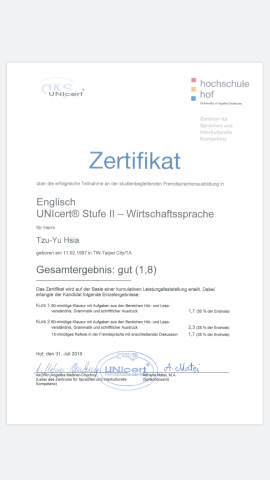 夏先生 - 德國商用英文認證B2
