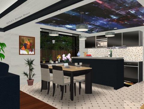 GiNA's Design House - Style my home. (part-2 ) :
屋內景觀-廚房與餐廳-1