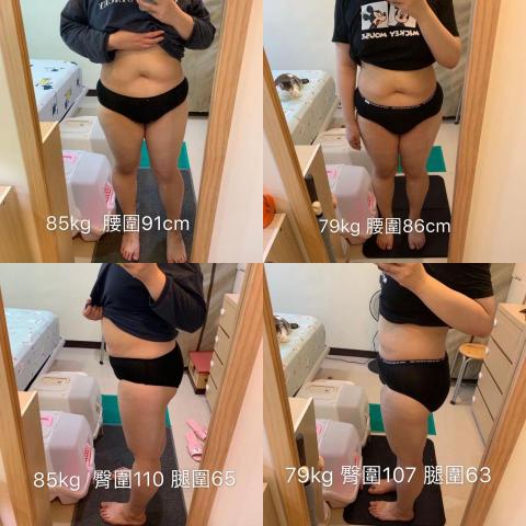 私人教練Sunny  - 學生從85kg減到79公斤
腰圍少了5公分