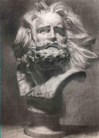 石梓廷 - 上課示範 炭筆素描石膏像 4開