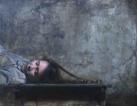 石梓廷 - 作品名稱：學生
媒材：油畫
尺寸：81x60cm
年底：2017