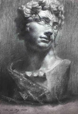 石梓廷 - 上課示範 炭筆素描石膏像 4開