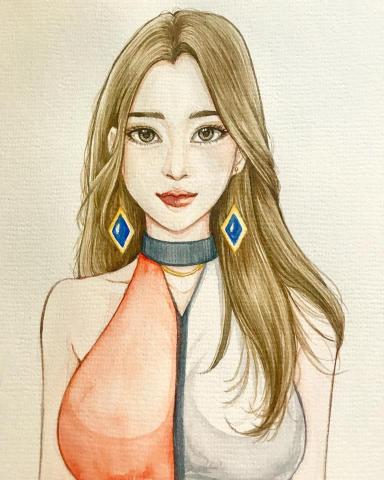 Alice插畫&平面設計 - 手繪插畫自創人物(色鉛筆+水彩)