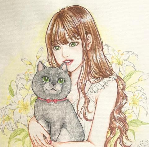 Alice插畫&平面設計 - 手繪插畫自創人物(色鉛筆+水彩)