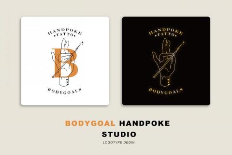 WC影像工作室 - 「BODYGOALS 手刺刺青
LOGO&BUSINESS CARD DESIGN
」- 以客戶的手為基礎，用他手腕上的刺青作為設計元素，
手呈現精湛的姿勢傳達刺青公夫的深厚。