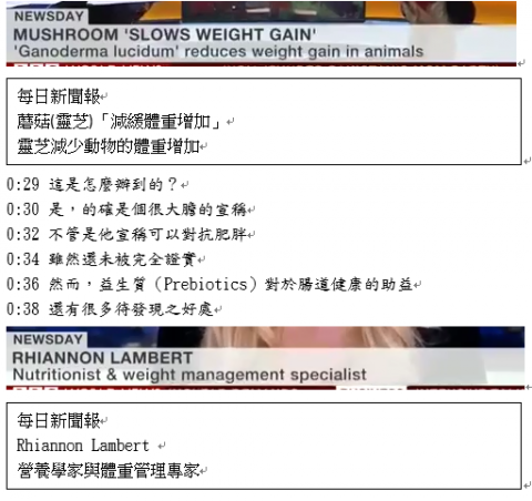 陳明陽 - 幫某生技公司翻譯一則短片的字幕，使用英翻中聽譯，需要對生物背景有相關的認識，以及一定的英文程度才做得到！