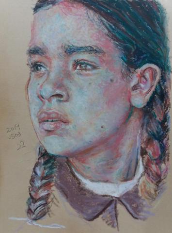 22畫人 - 畫Mattie Ross
素材:油性粉彩
尺寸:A4