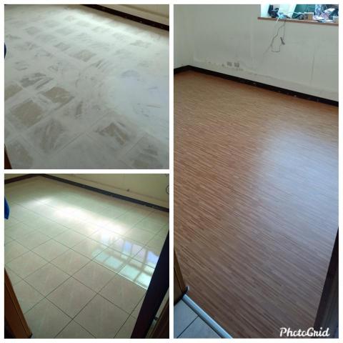 嶺頭裝潢（張家睿） - 房間鋪設仿木
長條地磚