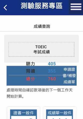 陳宥羽 - 多益成績