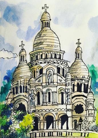 詹宛玲 - 風景速寫
媒材：代針筆、水彩