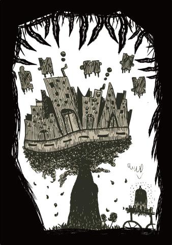 吳柏霖 - ps+手繪 製作  樹屋