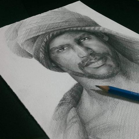 吳東翰 - 藉由調整筆觸的方向、長短、疏密，控制著所有的光影細節。