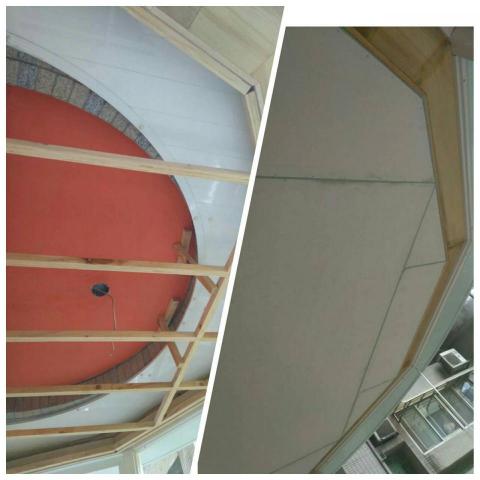 賴建宏工作室 - 圓形陽台 天花板 改成六角窗簾盒