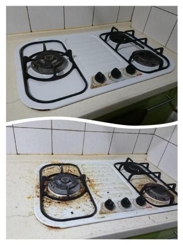 林淯萍 - 廚房瓦斯爐清潔前後
