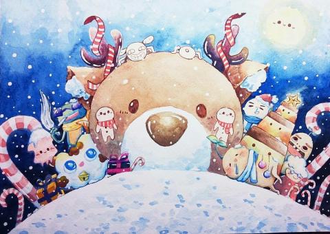 u_sen - 聖誕節水彩插畫
